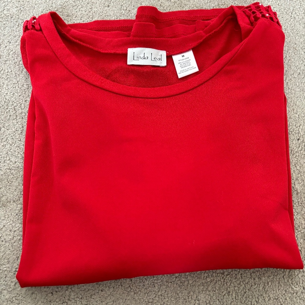 Linda Leal Red Long Sleeve Shirt, Medium